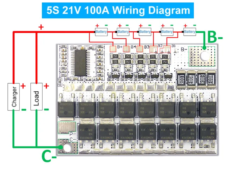 3S/4s/5s BMS 12v 16.8v 21v 3.7v 100a Li-ion Lmo batteria al litio carica del circuito di protezione della batteria ai polimeri di litio - immagine 6