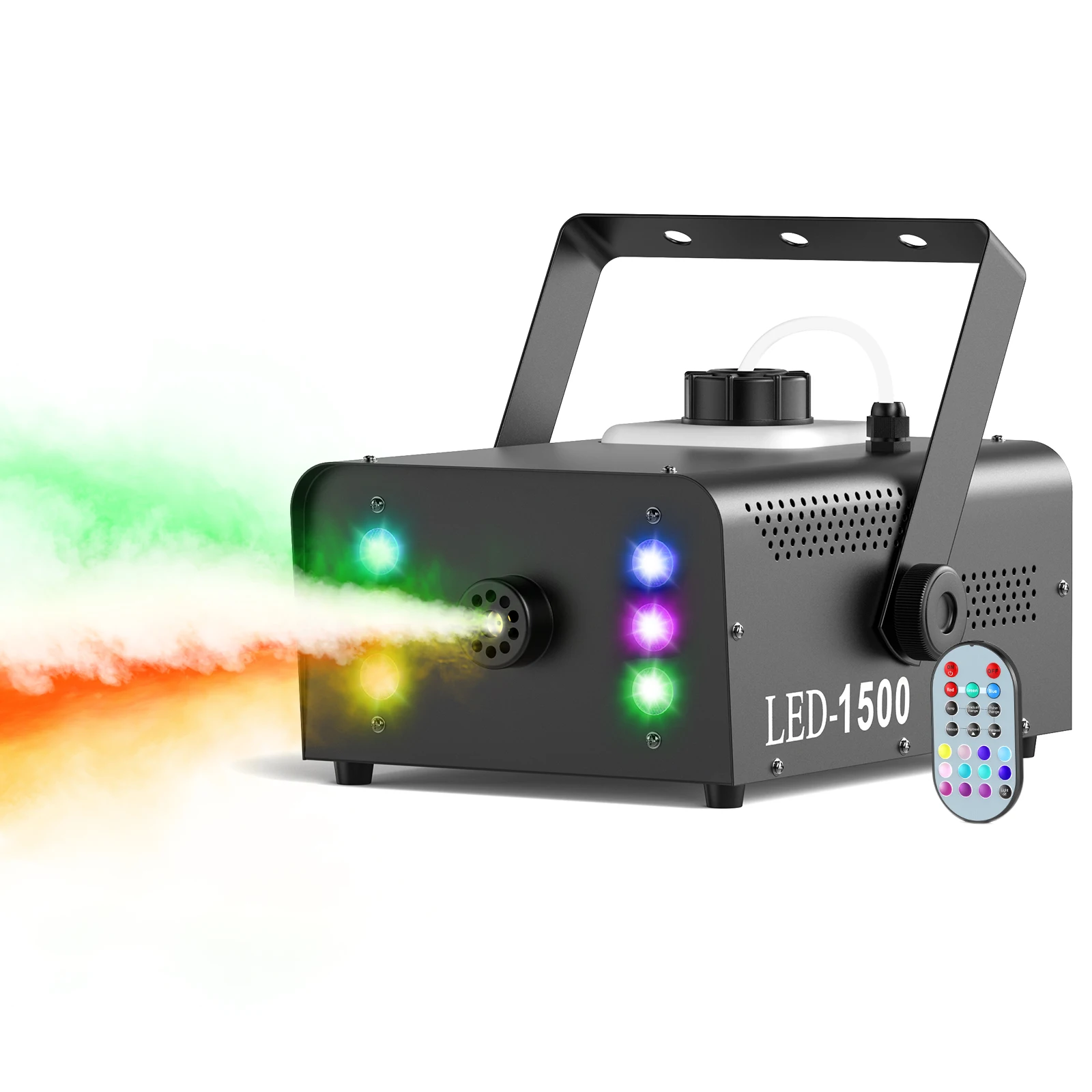 1500W Smoke Machine RGB 6 LED Fog Machine with Remote Control for DJ Disco Party Christmas Stage Effect Fogger
