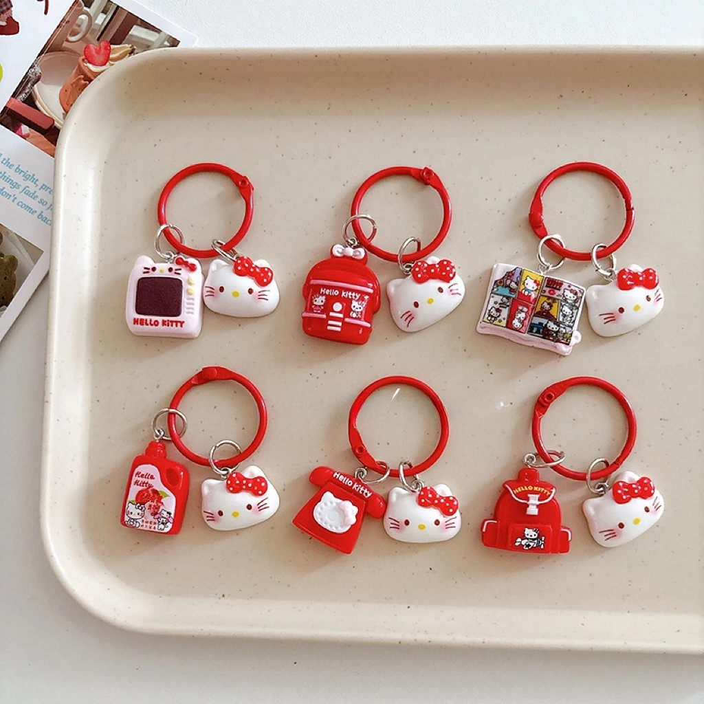 핑크 고양이 키 체인 만화 펜던트 소녀 하트 귀여운 고양이 가방 장식 학생 배낭 액세서리 가장 친한 친구 선물