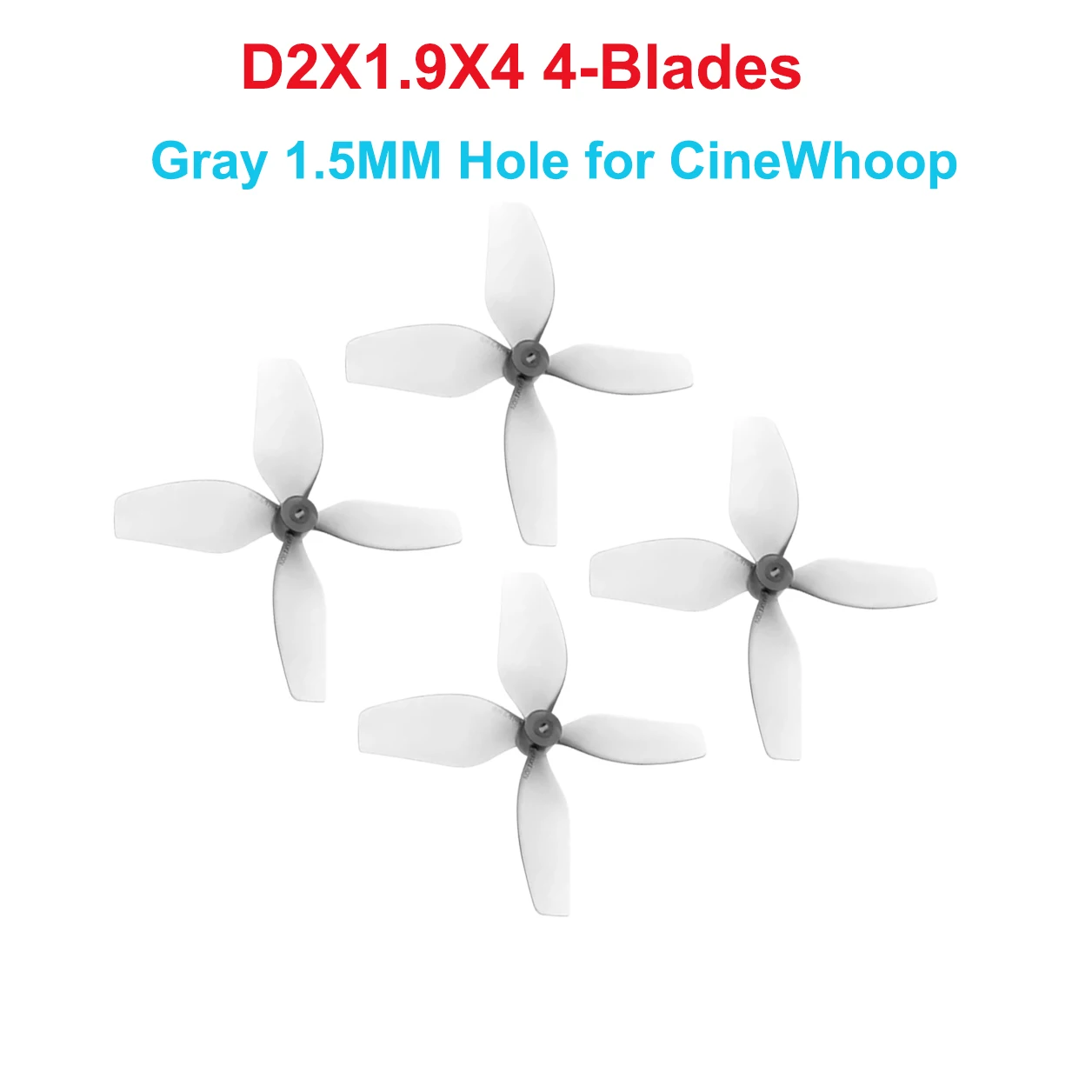 HQProp D2X1.9X4 51mm Hélices 4-Blades Cyan/Gris 1.5mm pour Cinewhoop