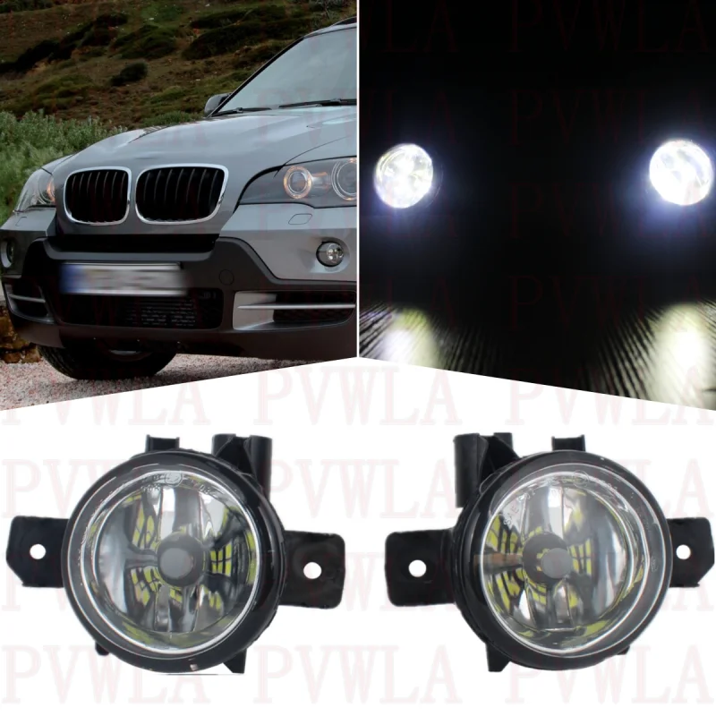 

Pair Front Bumper Fog Lights Lamp With LED Bulbs 63177184317 63177184318 For BMW X5 E70 Deluxe 2007 2008 2009