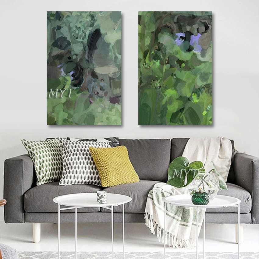 

Abstract Grass Cluster Paintings Handmade Modern Green Art And Craft Wall Pictures Large Restaurant Decorative Unframed Style