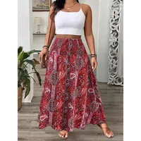 Plus Size 1XL-5XL Women's Bohemian Print Skirts Summer Leisure Temperament Length Skirt Elastic Waist Women Long Skirt - Image 5