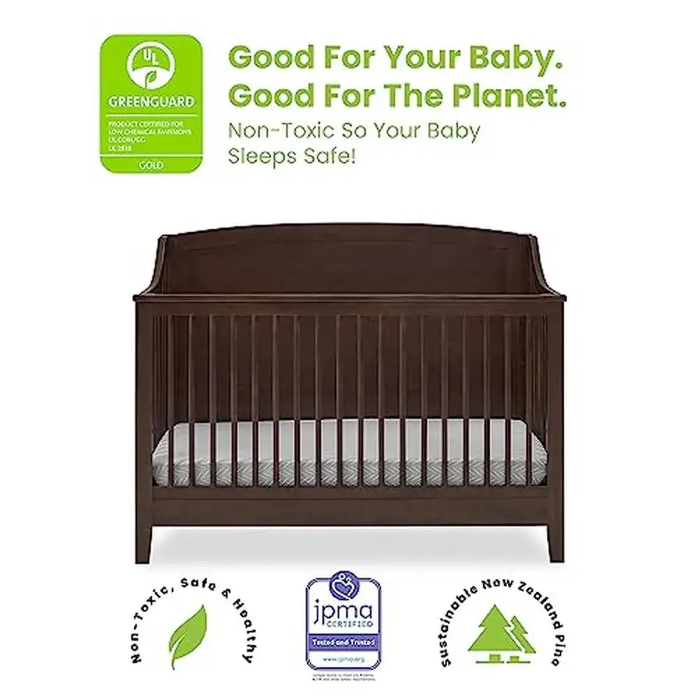 Convertible Crib Greenguard Gold Certified Non-Toxic Safe Sustainable Wood Adjustable Height -Compatible Nursery Furniture 4