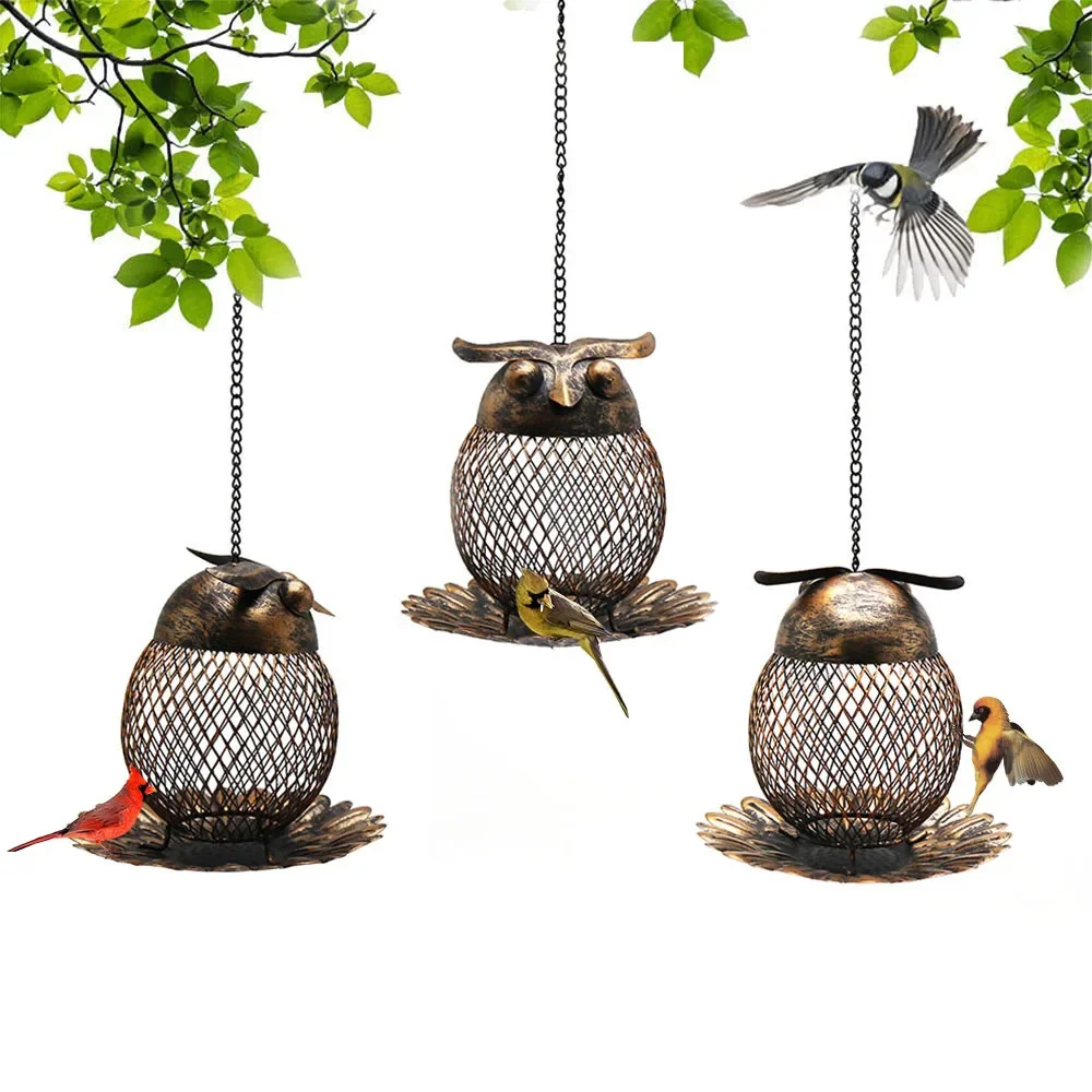 

Metal Owl Hummingbird Feeders For Outdoors Hanging Iron Wild Bird Feeder Parrot Parakeets Accessories Backyard Garden Decor Gift