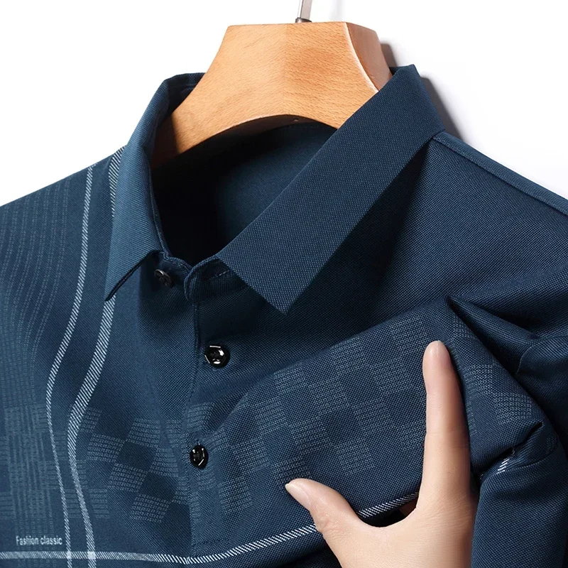 

Summer Ice Silk Short Sleeve Fashion Rest Loose Breathable Quick Drying Men's Polo Top