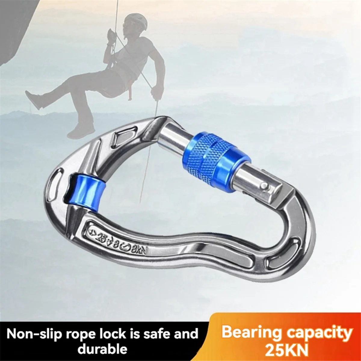 BAAU Rock Climbing Carabiner 25kN for Caving Mountain Climbing,Blue