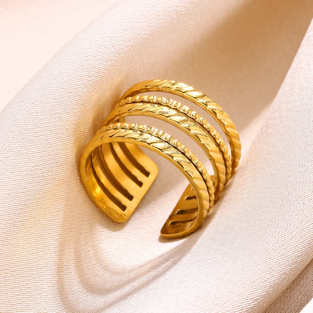 316L Edelstahl Ringe Für Frauen Geometrische Herz Breiten Ring Einstellbare Offenen Ring Mode Schmuck Valentinstag Geschenk – Detail 22