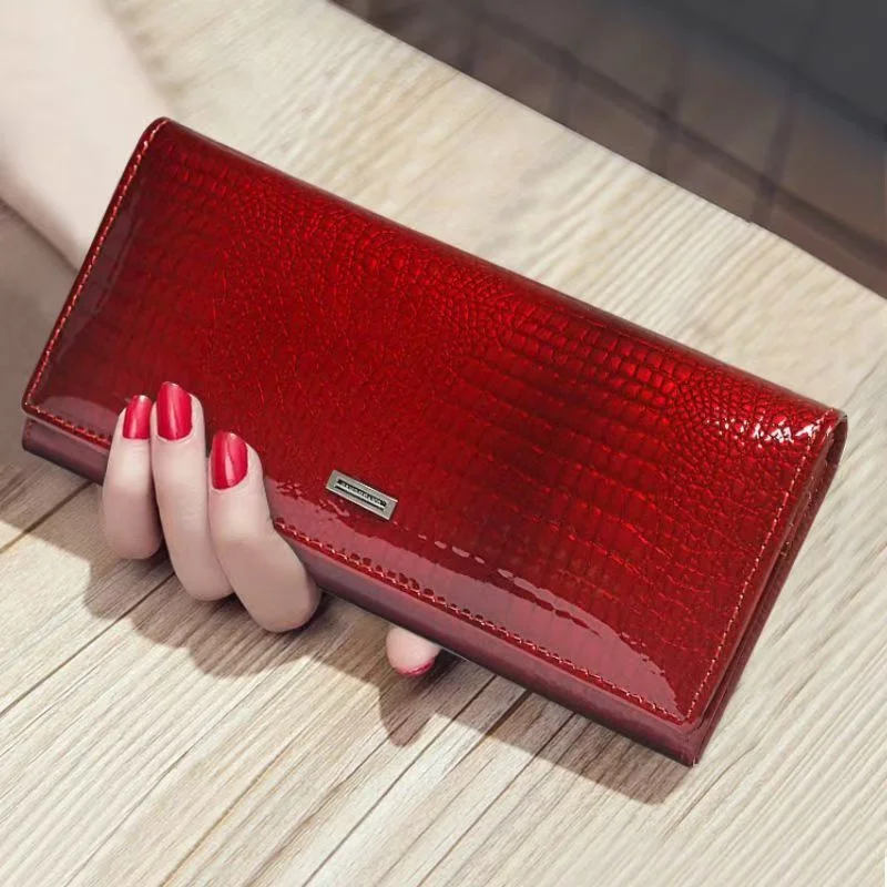 Alligator Pattern Women Genuine Leather Wallet Luxury Brand Cow Leather Female Purse Long Women's Wallets