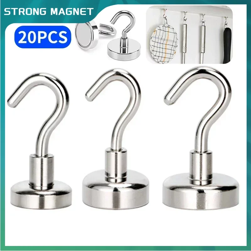 

Magnetic Hook Neodymium Magnet Hooks Heavy Duty Wall Hooks Home Kitchen Bar Storage Organization for Hanger Key Strong Magnet