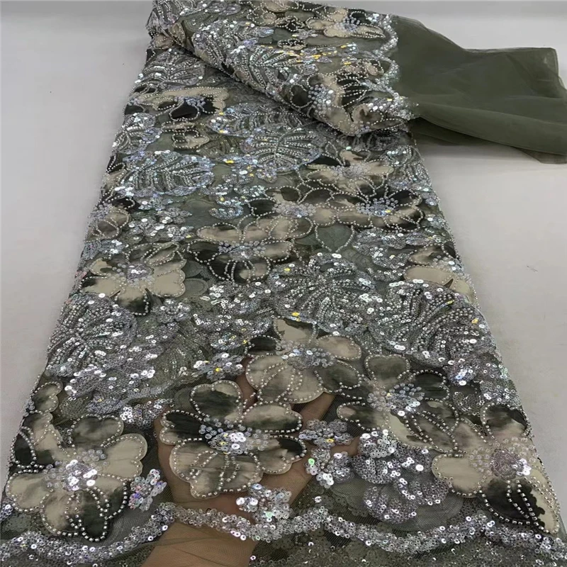 New design fashion style bling bling net lace bead and sequins lady party 5 yards