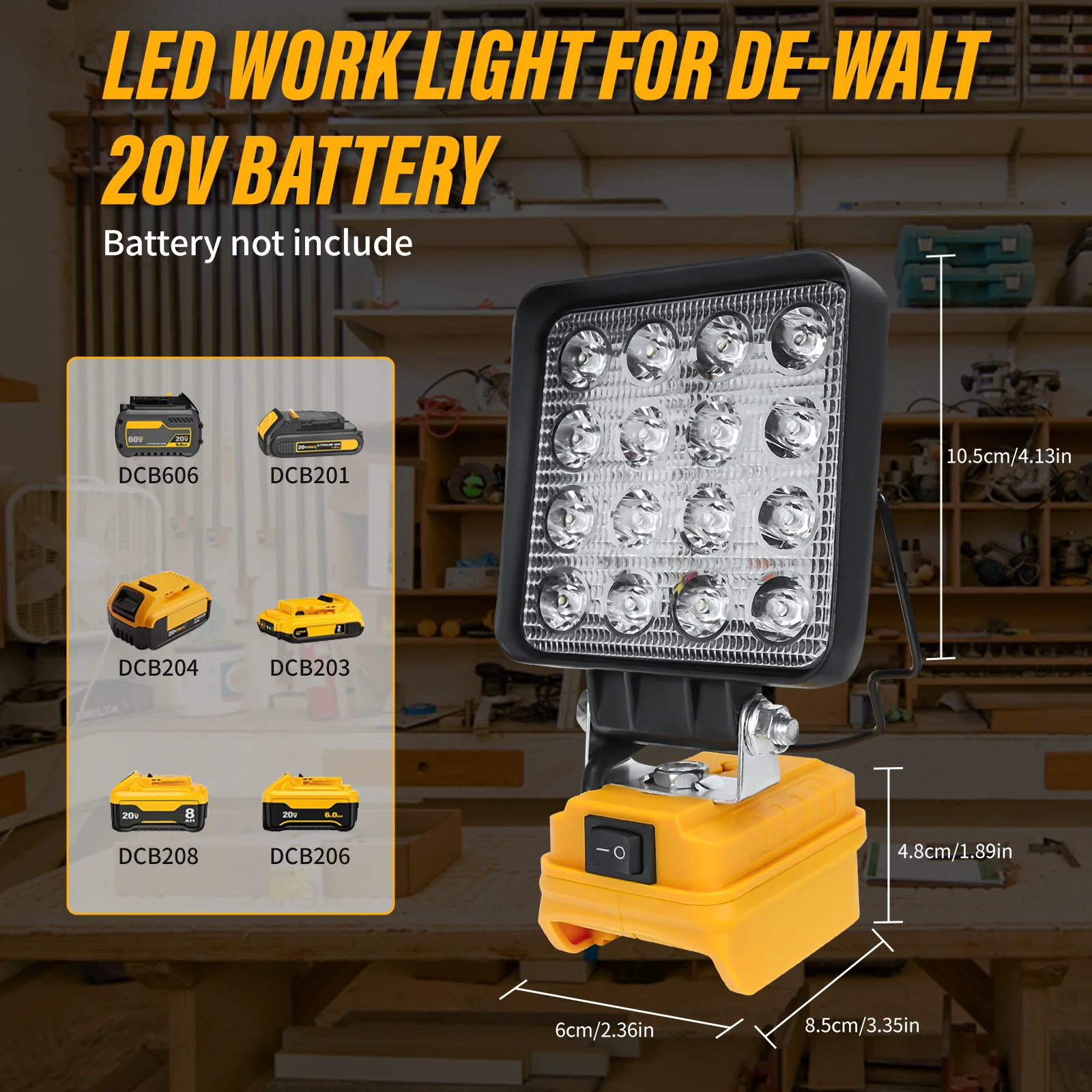 Cordless LED Work Light for Dewalt 20V Battery 27W 1400LM Flashlight LED Flood L