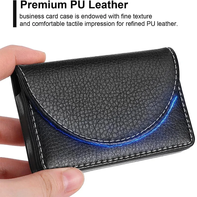 PU Leather Business Card Holder Professional Men's Credit Card Case With Magnetic Shut RFID Large Capacity Wallet 96*65mm 3