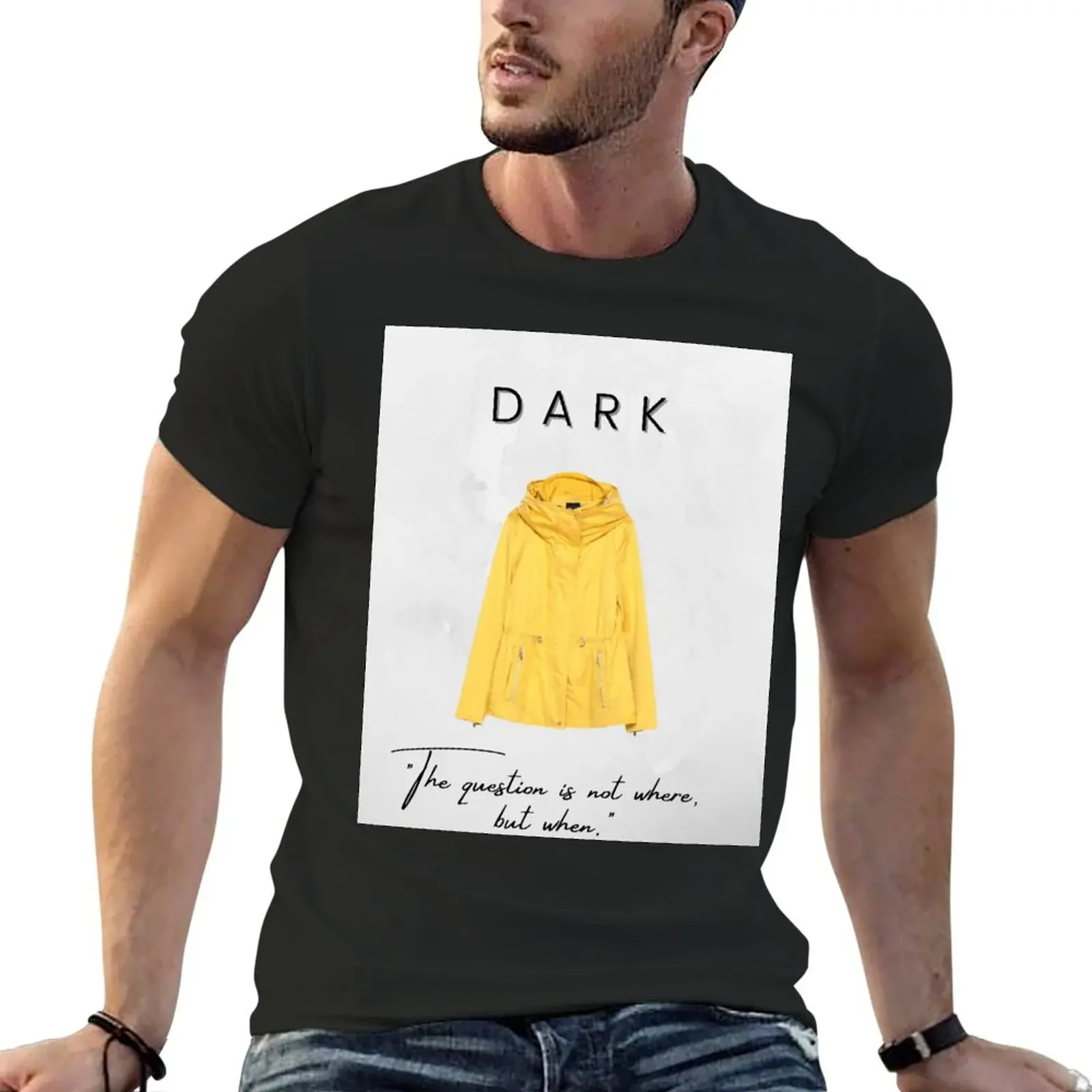 

Yellow raincoat T-Shirt anime clothes tops blacks Men's t-shirts