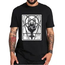 

Satanic Okkult Dark Art Evil 666 Pentagram Baphomet T-Shirt Satan Philosophy Christian 100% Cotton Tee Top For Men Women