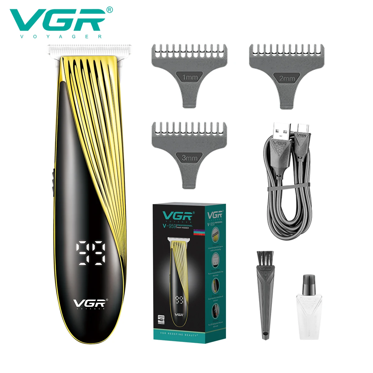 

VGR Hair Clipper Cordless Hair Cutting Machine Rechargeable Hair Trimmer Portable Barber Bald Head Zero Cutting Machine V-959