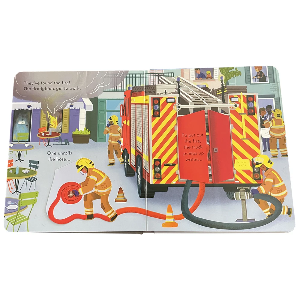 Usborne Peep Inside How A Fire Engine Works 3D Flap English Cardboard Book for Kids Baby Early Childhood Education Picture Book 2