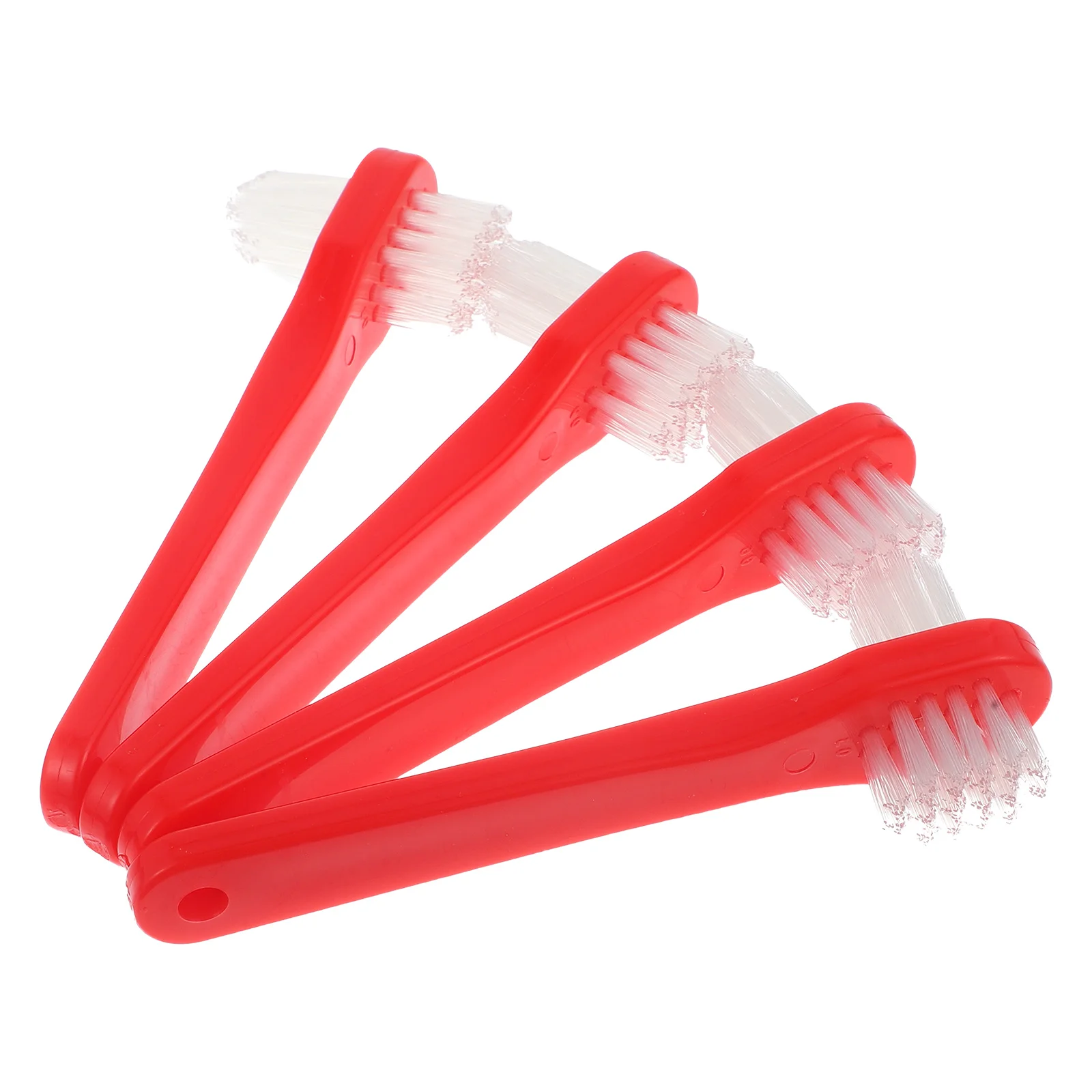 

4 Pcs Denture False Toothbrush Gum Brushes Cleaning Denture Brush Double Sided Red for Dual Heads Travel