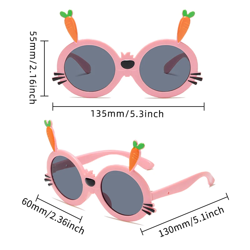 New Children Cute Cartoon Carrot Rabbit Sunglasses UV400 Baby Girls Outdoor Acrylic Protection Sunglasses Kids Sun Glasses