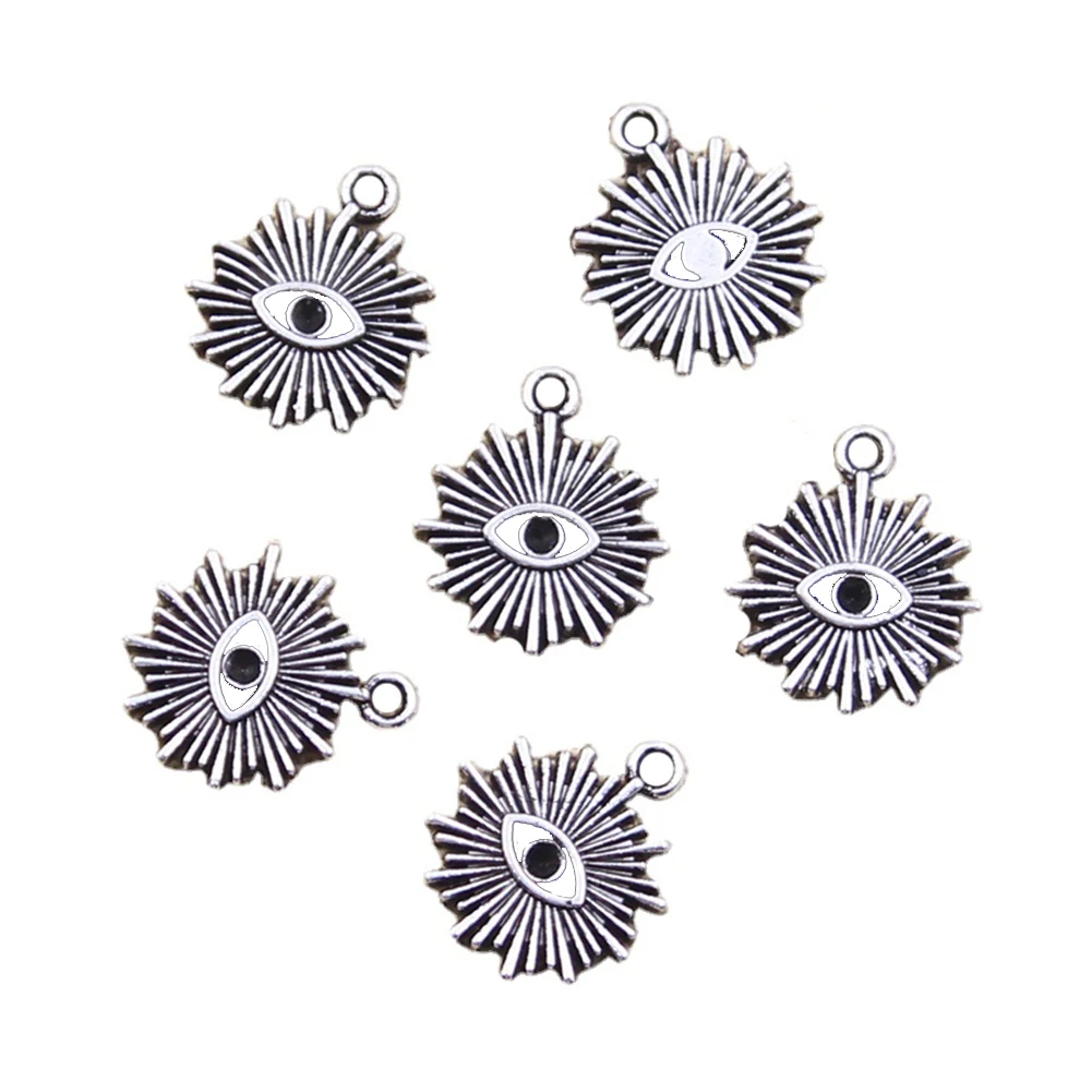 15 stücke Charms Sonnen Auge Sonnenschein 17x15mm Antike Silber Farbe Anhänger, Die DIY Handgemachten Tibetischen Finding Schmuck