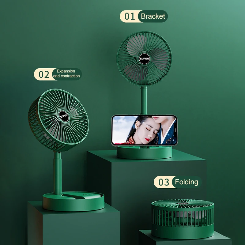 

Scalable Mini Handheld Desktop Small Fan Dark Green Blue Regular Charging Edition Compact And Portable Fan Strong winds