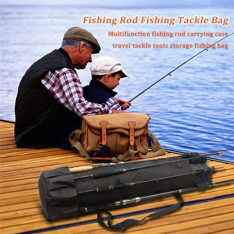 

2024 New Sea Pole Fishing Rod Storage Bag Outdoor Portable Oxford Cloth Fishing Bag One Shoulder Large Capacity Fishing Gear Bag