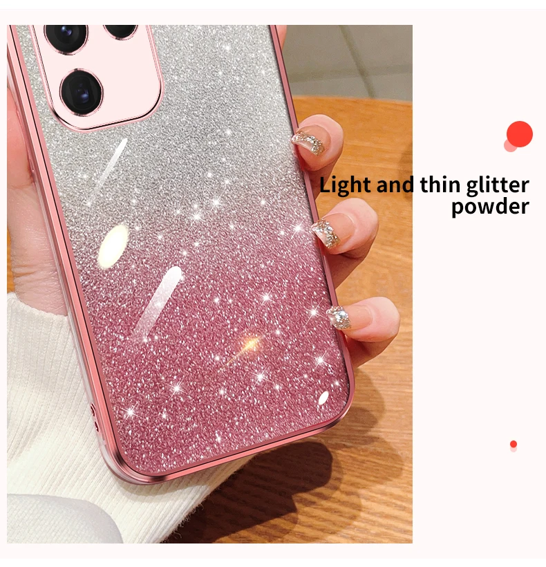 Gradient Glitter Electroplated Case For Samsung Galaxy S24 S23 S22 S21 S20 FE Plus Note 20 Ultra Soft TPU Silicone Back_voghion.com