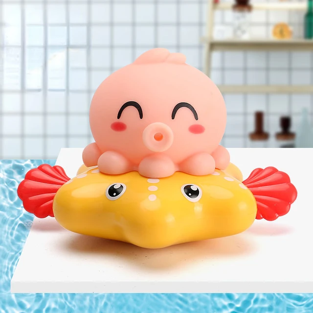 Baby Bathroom Bath Entertainment Toys Children Playing Water Spray Octopus Piglet Flying Fish Baby Bath Clockwork Swimming Toys 2