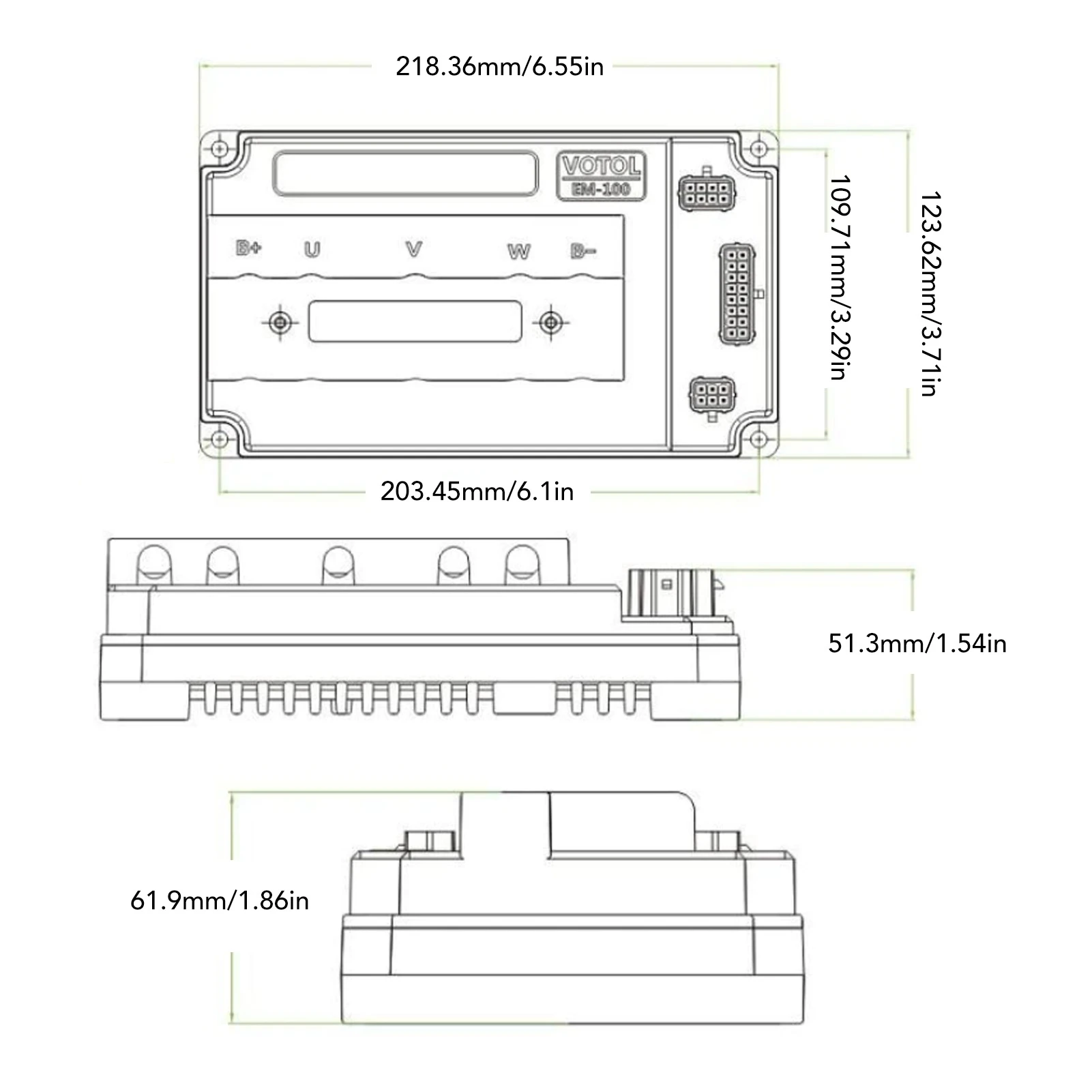 QS Wheel Hub Mid Drive Motor ECU SineController IP67 Waterproof Programmable Controller EM-100 electronic speed controller