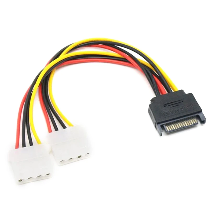 

10PCS SATA 15-Pin Male To Dual 4-Pin Molex Female Y Splitter IDE Hard Drive Power Converter Cable, 8Inch/20Cm