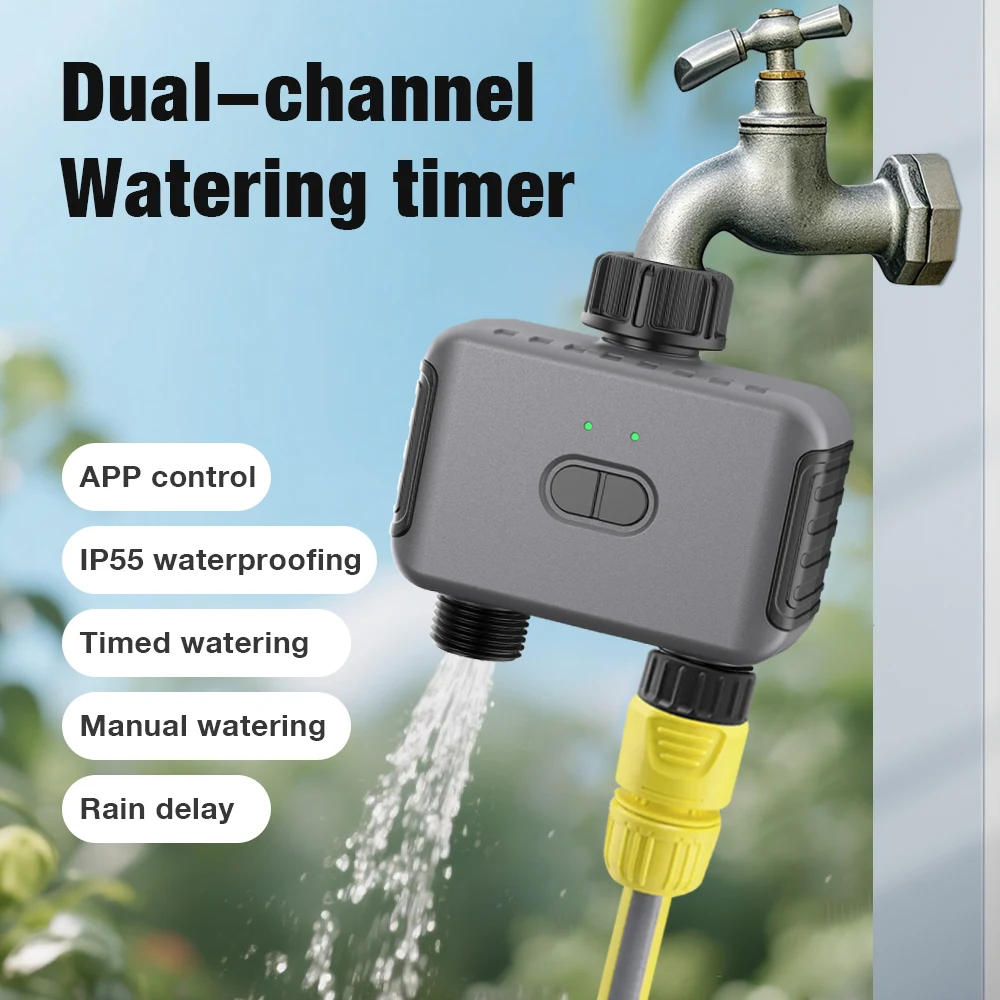 Tuya Smart 2-Outlet Automatic Water Timer Garden Irrigation Sculpture