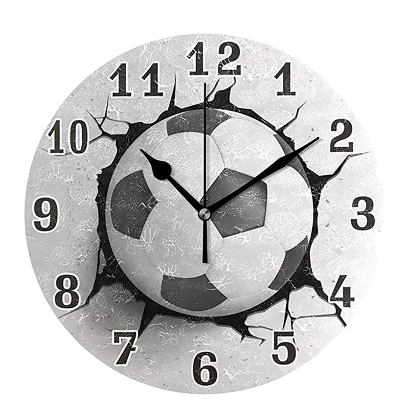 

1 PCS 12Inch Football Wall Crack Clock Bedroom Living Room Home Decoration Wall Watch
