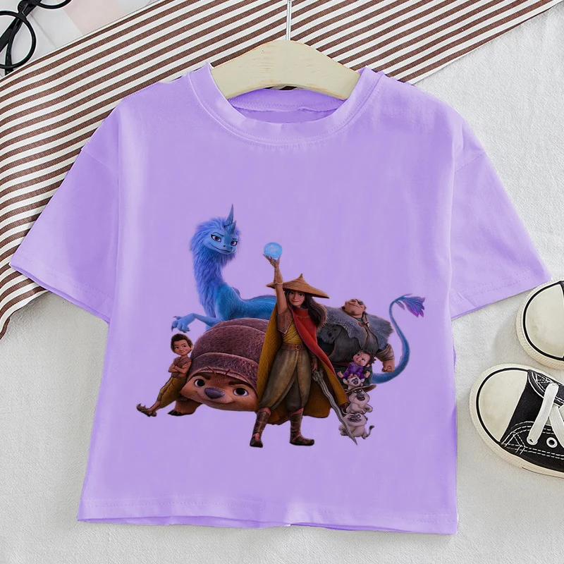 top T-Shirts Disney Cartoon Raya And The Last Dragon T Shirt Kids Cute Print Boys Girls T-shirt Summer Casual Comfortable Short O-Nack Tops vlone shirt T-Shirts