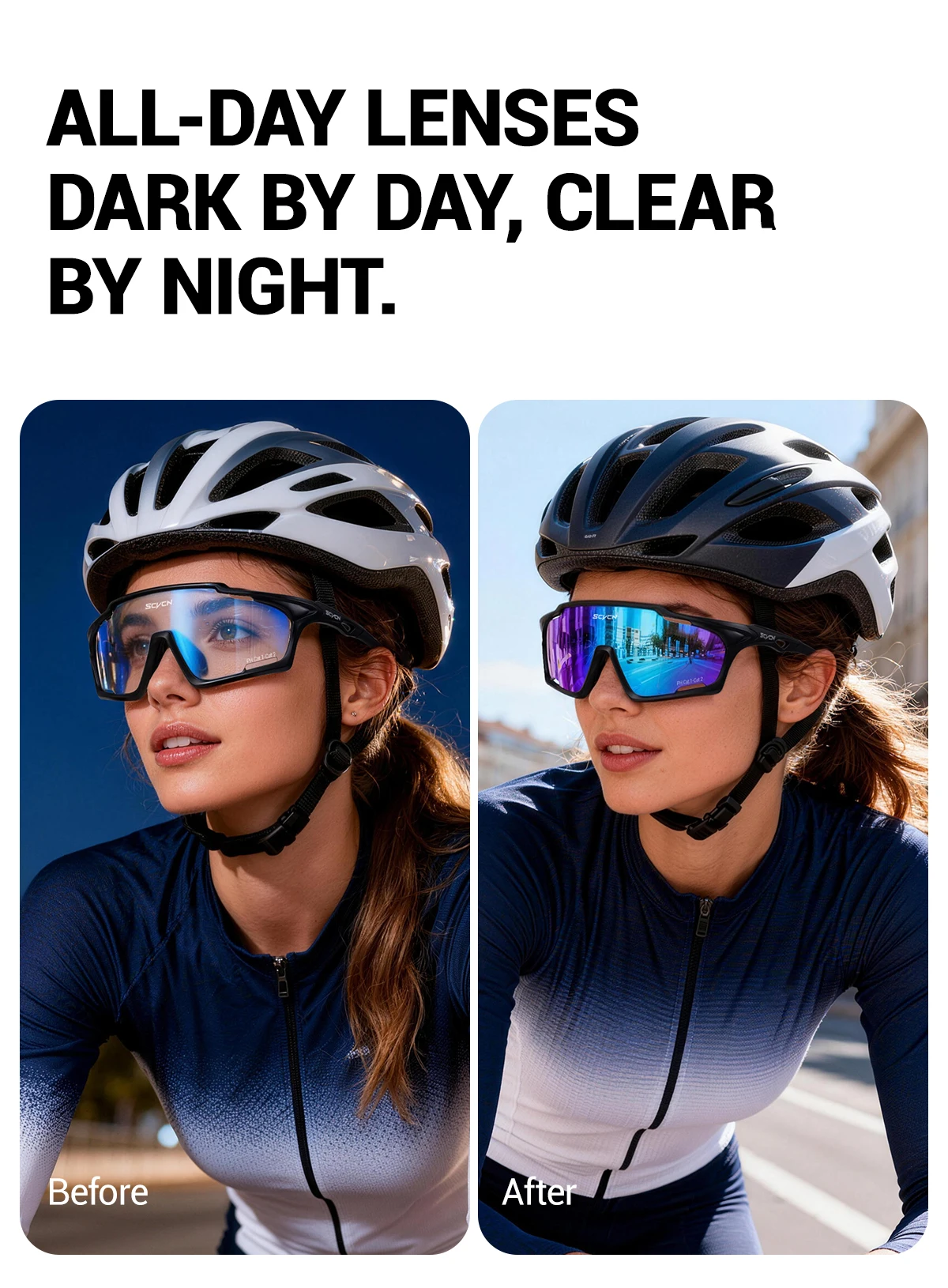 SCVCN Neue Photochrome Radsportbrille MTB-Brille Rennrad UV400 Schutzbrille für Männer und Frauen Outdoor Fahrrad Sport Laufbrille – Detail 9