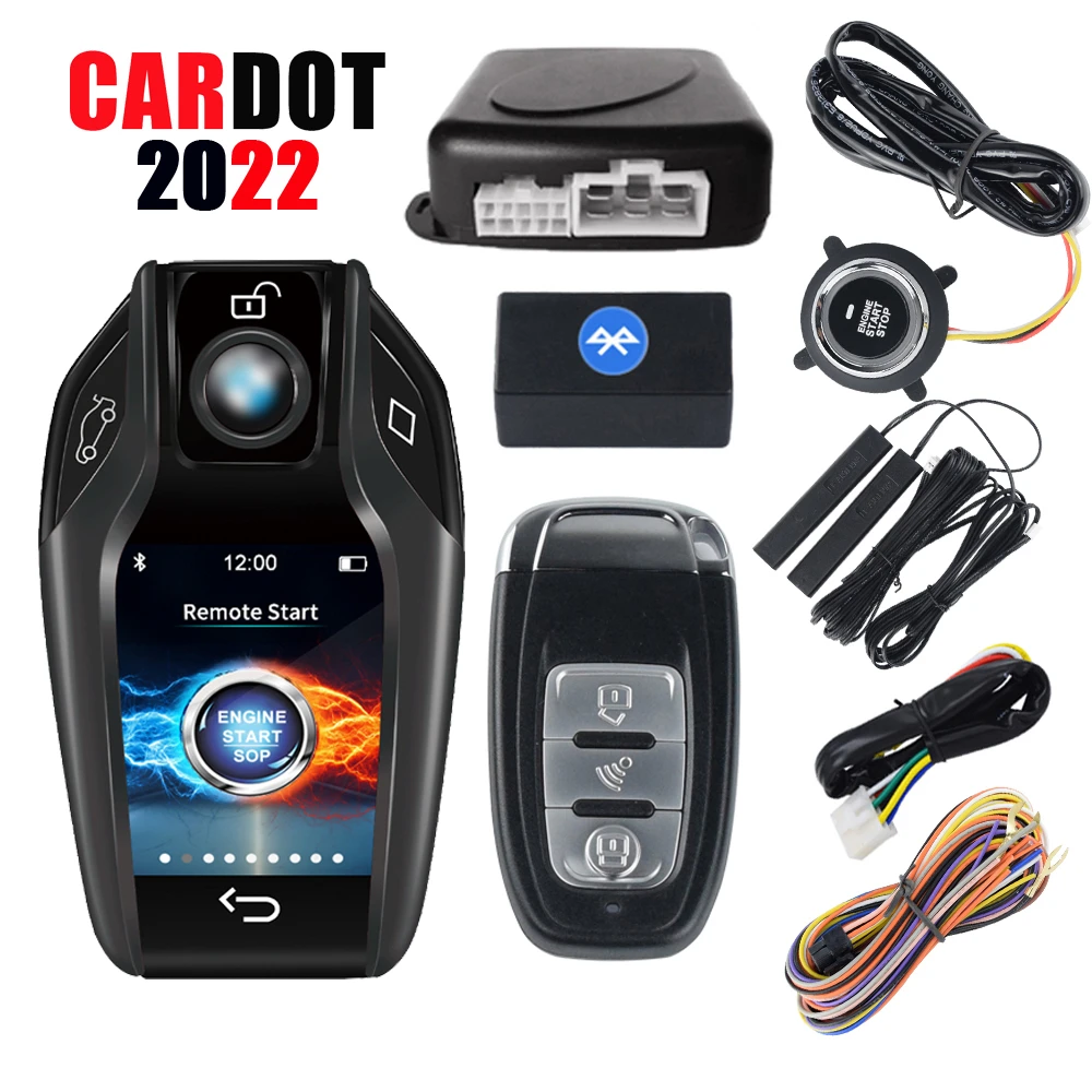 Cardot Free Shipping Remote Start Push Button Start LCD Smart Key Fob Remote Auto Central Lock Car Alarm For Russian Brazil Cars glow plugs