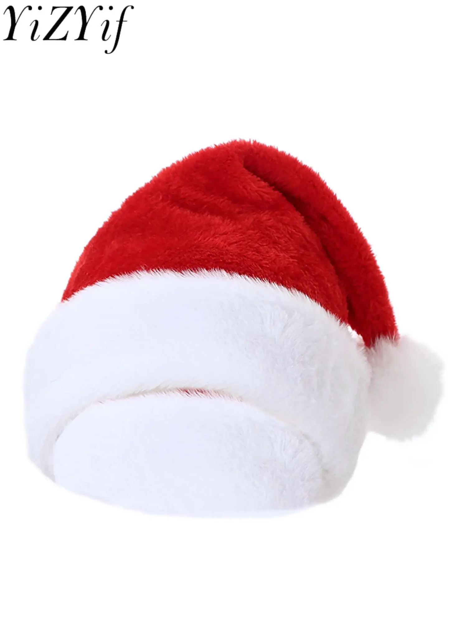 

1-4Pcs Adult Size Christmas Hat Santa Claus Hat Plush Plush Brim Pompom Velvet Hat Pointed Hat Xmas Gift Costumes Accessory