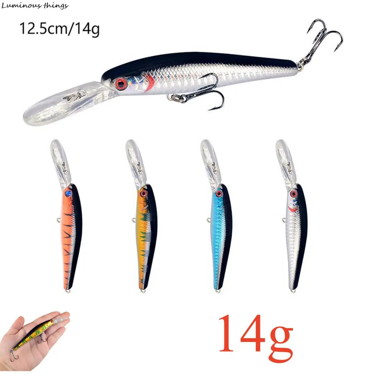 

Lua Bait 12.5cm/14g Floating Mino Thin Long Strip 2 Hooks Long-Distance Casting Freshwater Sea Fishing Bucktails Perch Gan Fish
