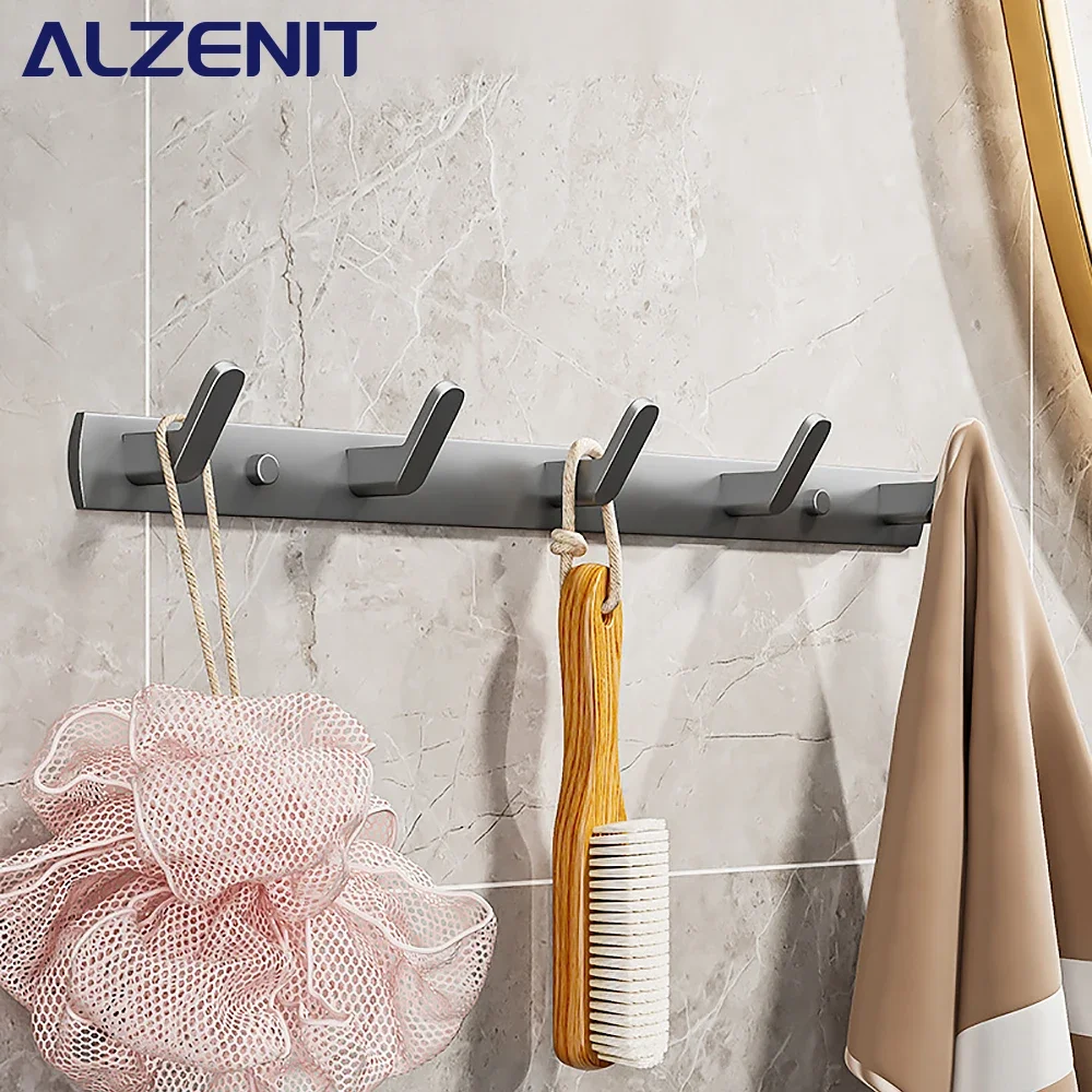

Coat Hook Towel Rack Space Aluminum Gun Gray Hanger Bathroom Kitchen Bedroom Corridor Shelf Rack Multifunctional Hanger