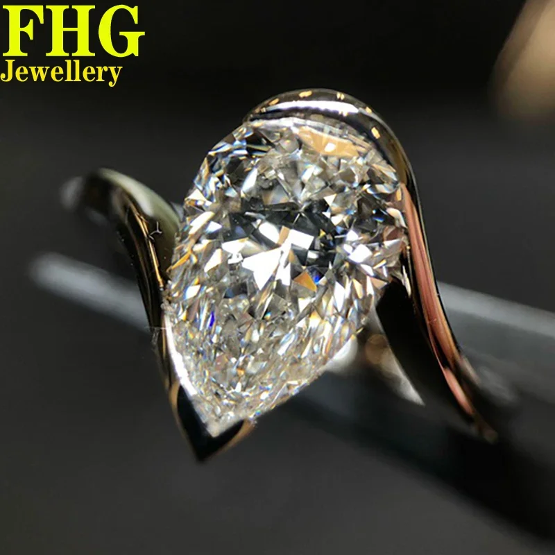 

Pear shape 6 7 8 9 10 Carat Solid Au750 18K Yellow Gold Ring DVVS1 Moissanite Diamonds Wedding Party Engagement birthday