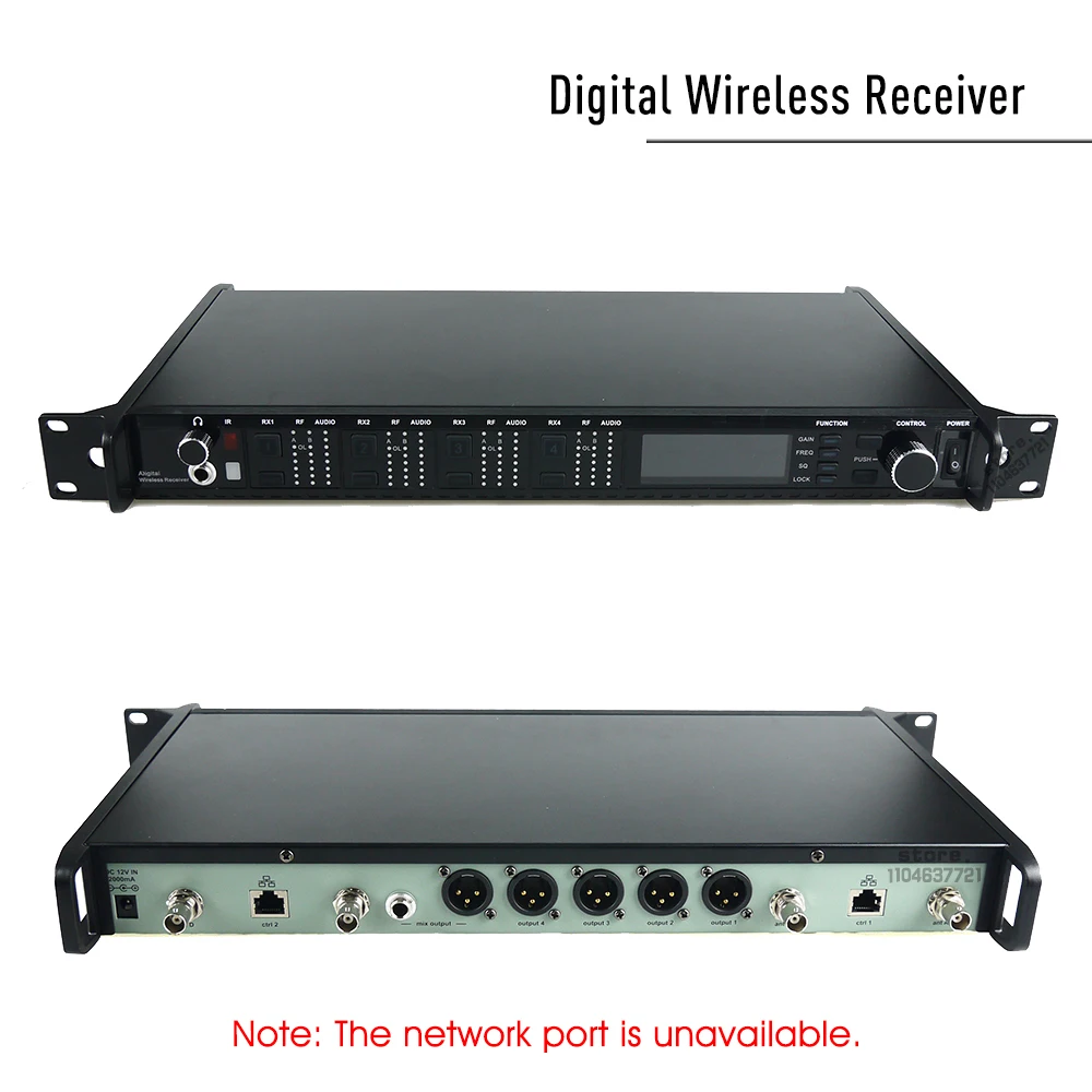 AD4Q Wireless Microphone Four Channel Digital Audio System with Dual Handheld Bodypack Transmitter For Live Vocal Stage Karaoke