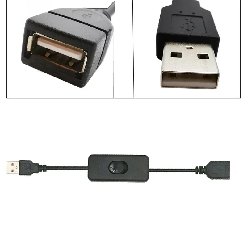 2 PCS USB Switch Cable ON/OFF Extension Cable Toggle USB Lamp Fan Power Supply Line Durable Adapter LED Headset
