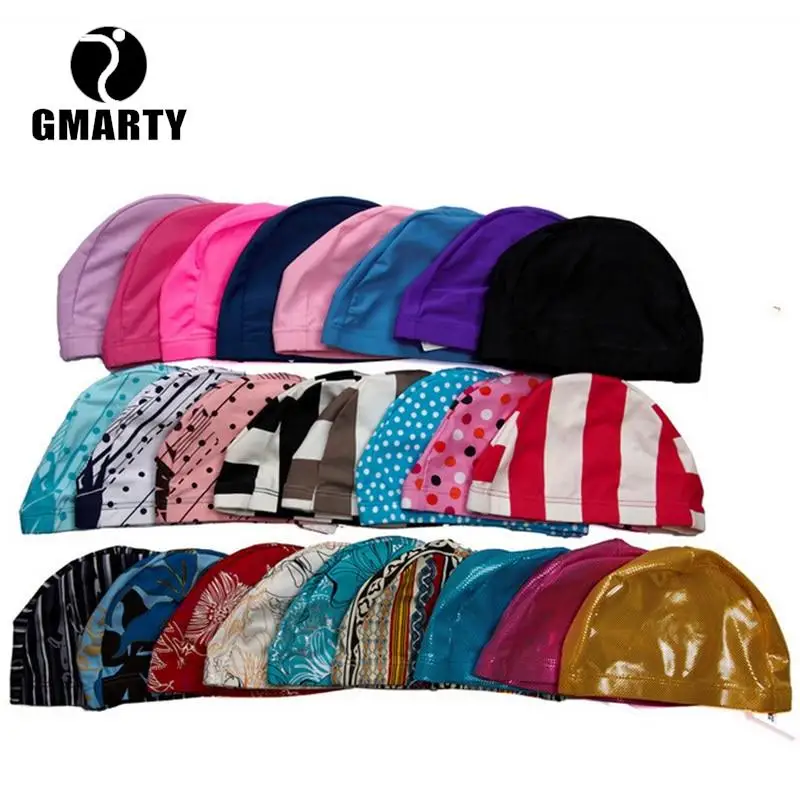

Bathing Cap Unisex Free Size Flower Protect Ears Hair Men Women Adults Swim Pool Colorful Printed Swimming Caps Hat 1PC