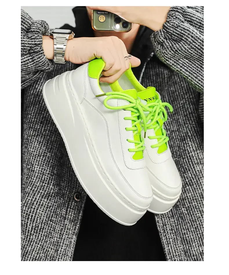 2024 Casual für Männer Laufschuhe Atmungs Dicken sohlen Sport Bord Weiße Schuhe Turnschuhe Komfortable Männer Training Plattform_voghion.com