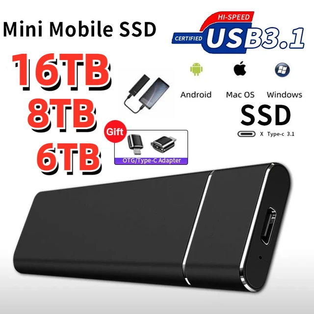 Disque dur externe SSD portable d'origine, disque à semi-conducteurs haute  vitesse, interface USB 3.0 de type C, ordinateur portable, ordinateur de  bureau, 1 To, 2 To - AliExpress