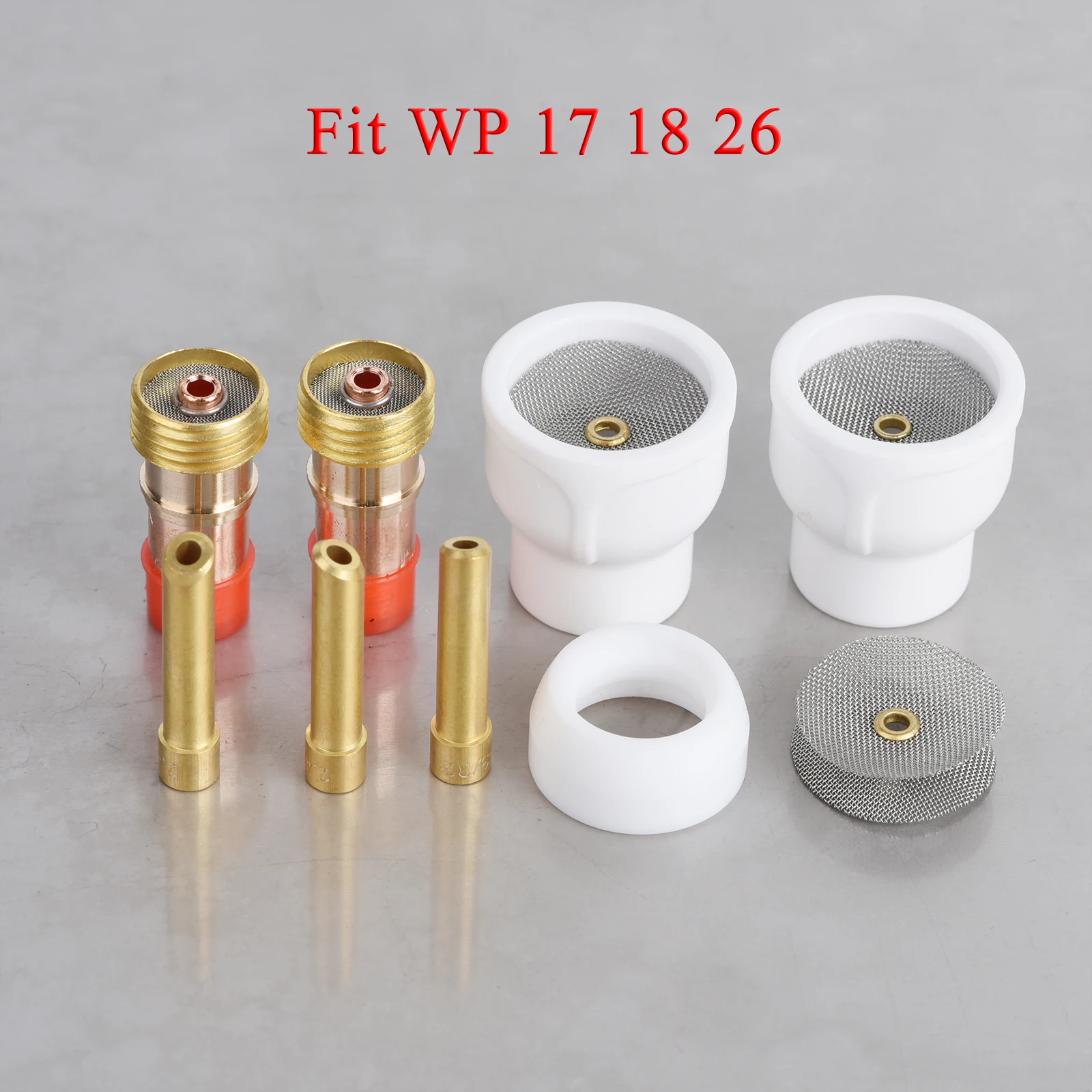 7 pcs TIG Welding Torch Gas Lens #12 Pyrex Cup Kit for WP-9/20/25 Series 1/8