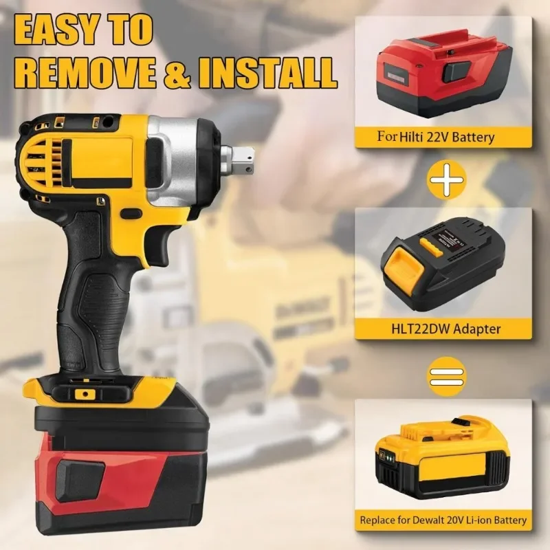 HLT22DW Battery Adapter Converter for Hilti 22V Lithium Batteries