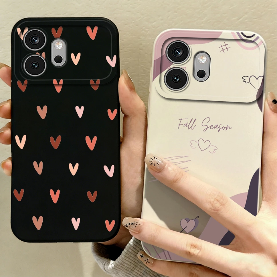Multicolor Hearts Print Liquid Silicone Soft Shockproof Protective Phone Case