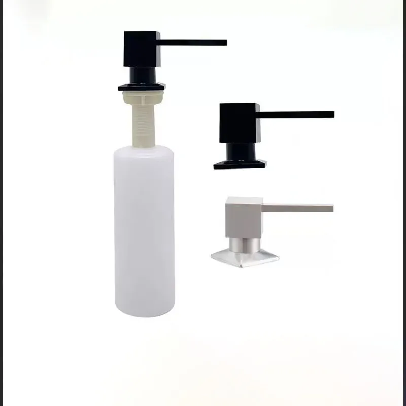 Square Sink Soap Dispenser, Large Capacity Kitchen Sink Press Type Liquid Soap Dispenser, Zinc Alloy Indenter 360&deg; Free Rotation