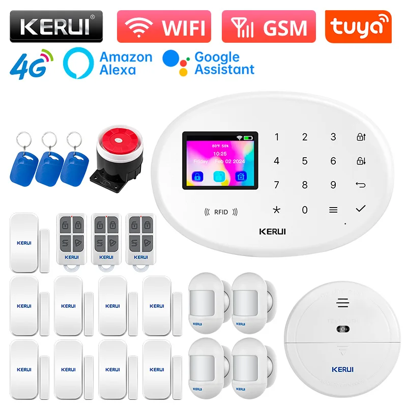 WIFI 4G+2G Home Security System Wireless House Alarm Panel with Battery Tuya Sma