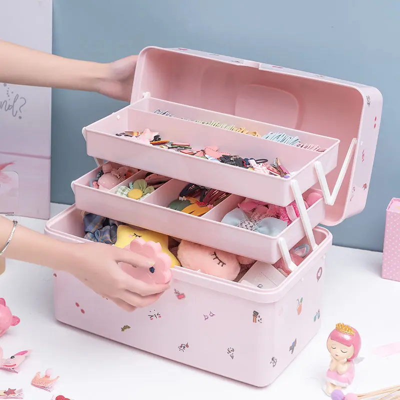 Children's Storage Box Hair Accessories Storage Box Pink Convenient To Use  Hair Rubber Belt Jewelry Box